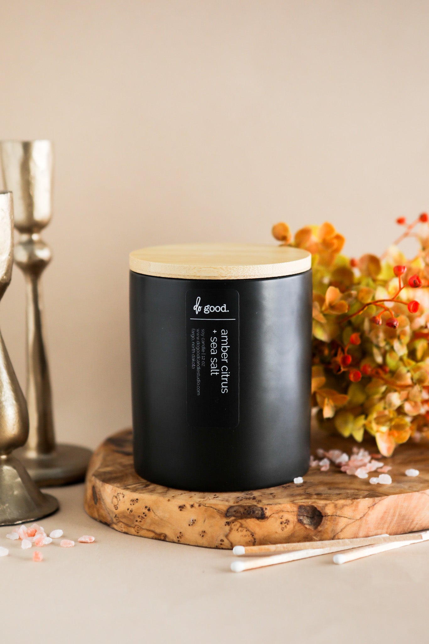 Amber Citrus + Sea Salt | Signature Black Collection | Soy Candle - do good adventures