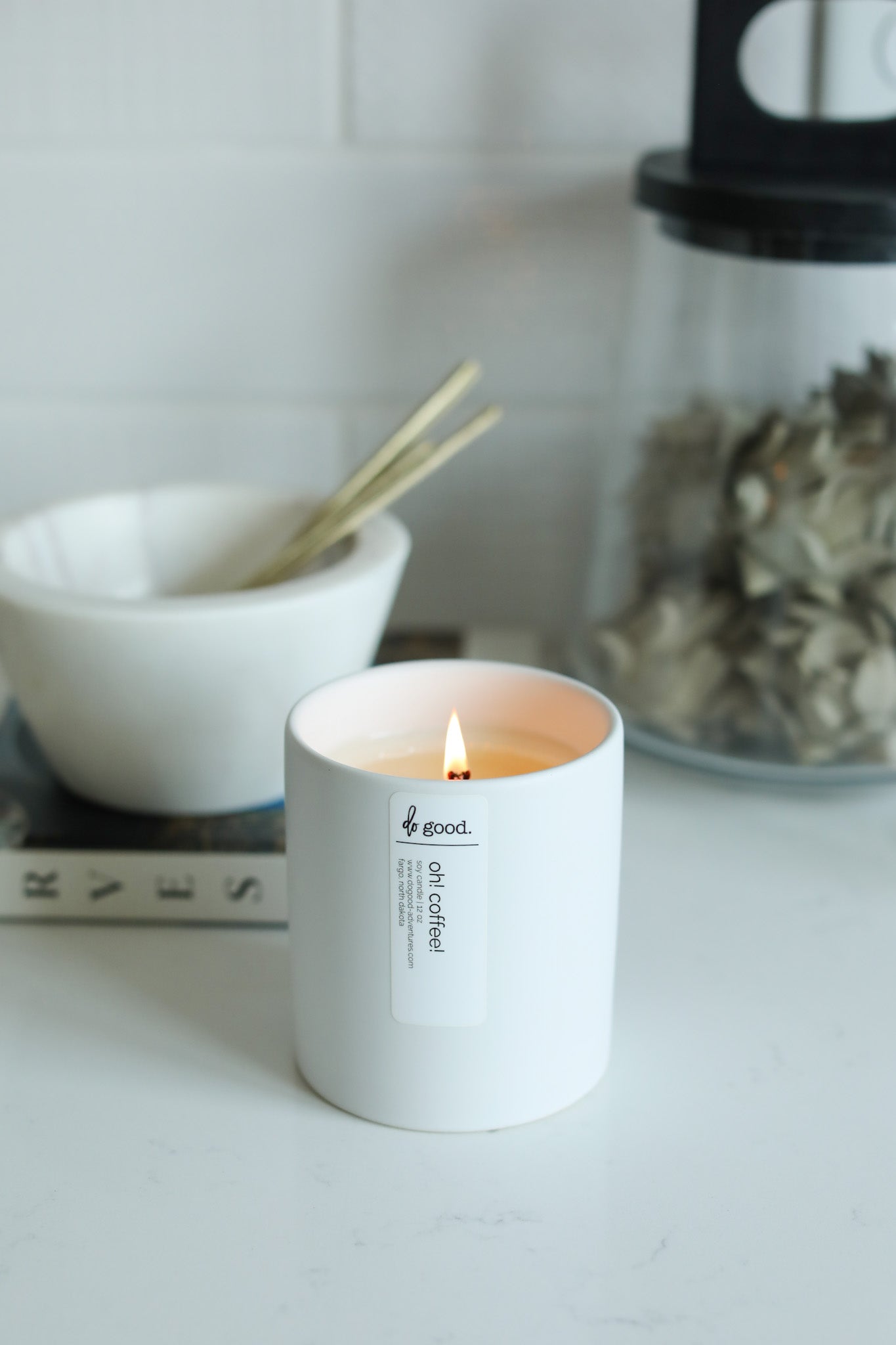 oh! coffee! | Signature White Collection Soy Candle - do good adventures