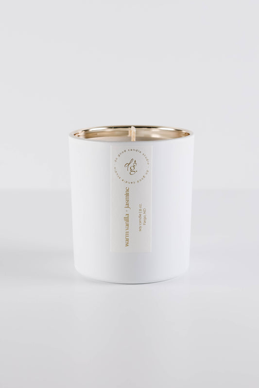 Warm Vanilla Citrus + Jasmine | Signature White Collection | Soy Candle