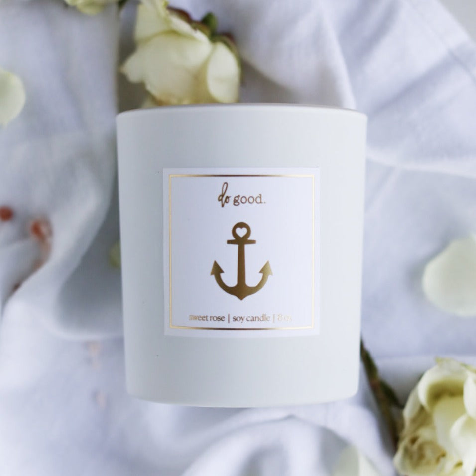 sweet rose anchor soy candle