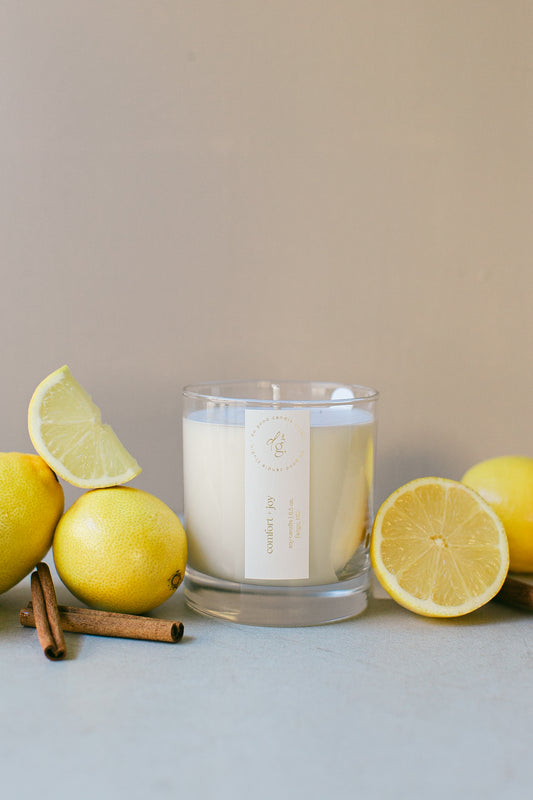 Comfort + Joy | Holiday Non-Toxic Soy Candle | Almond, Buttercotch, Bourbon