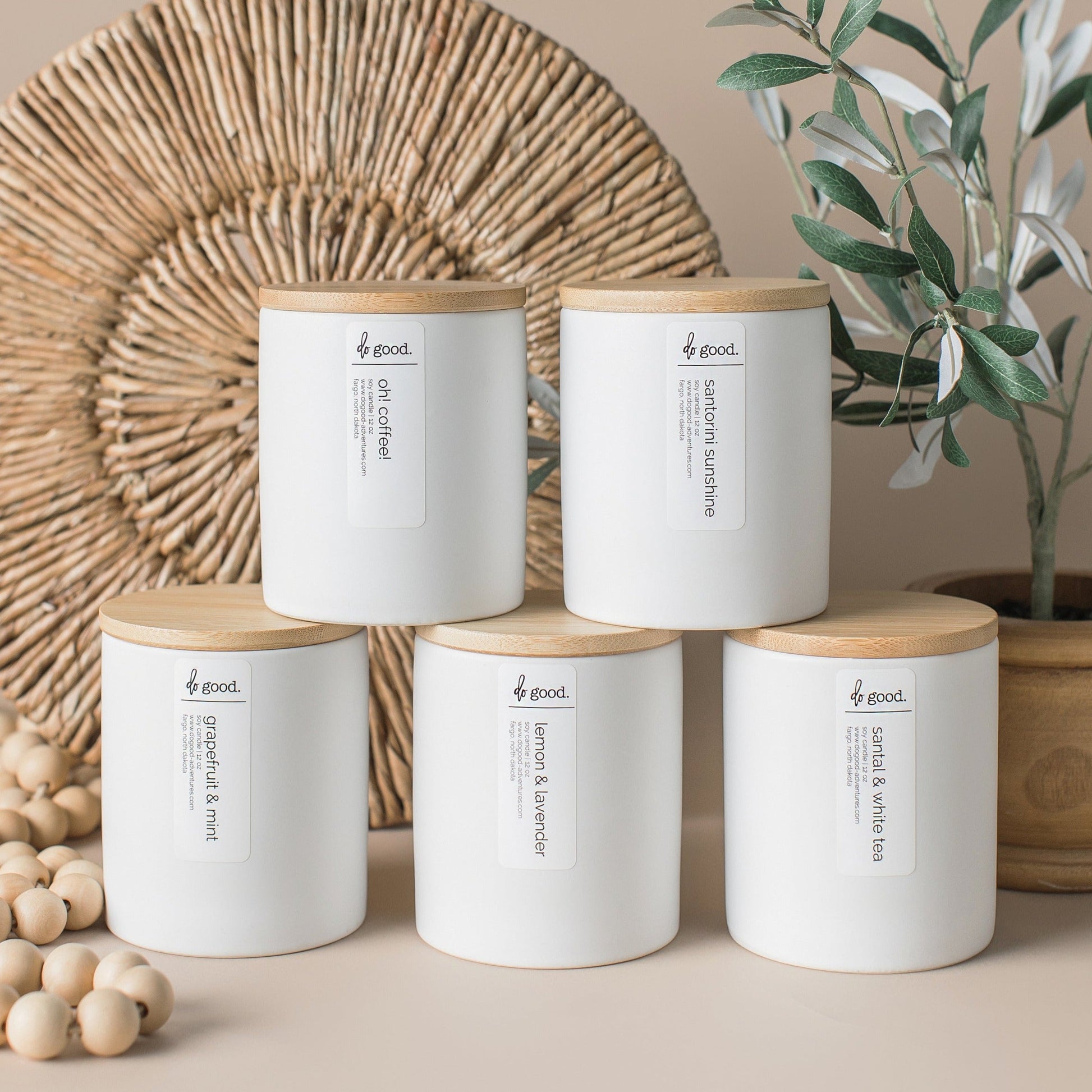 photo of the 5 candles in the white signature collection