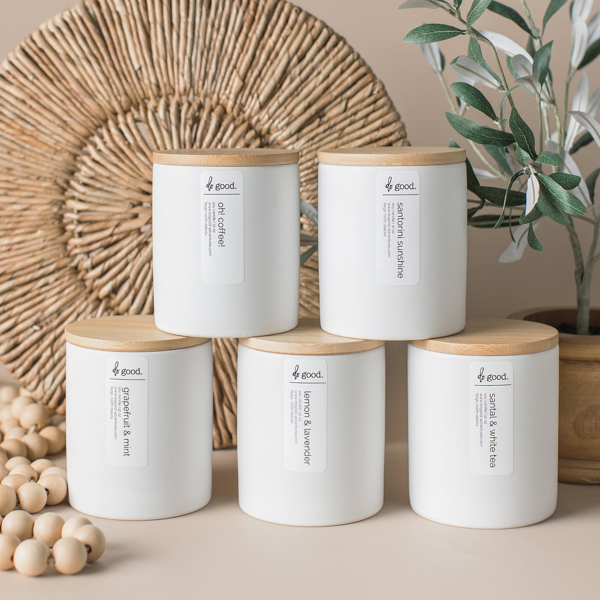5 handpoured soy candles in white signature collection