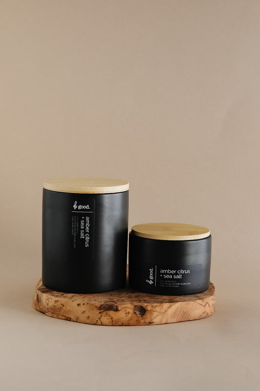 Amber Citrus + Sea Salt | Signature Black Collection | Soy Candle - do good adventures