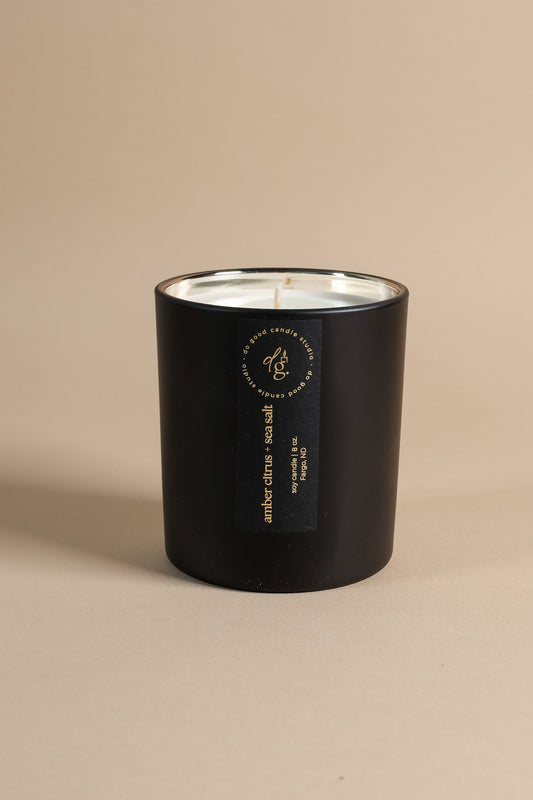 Amber Citrus + Sea Salt  | Signature Black Collection | Soy Candle