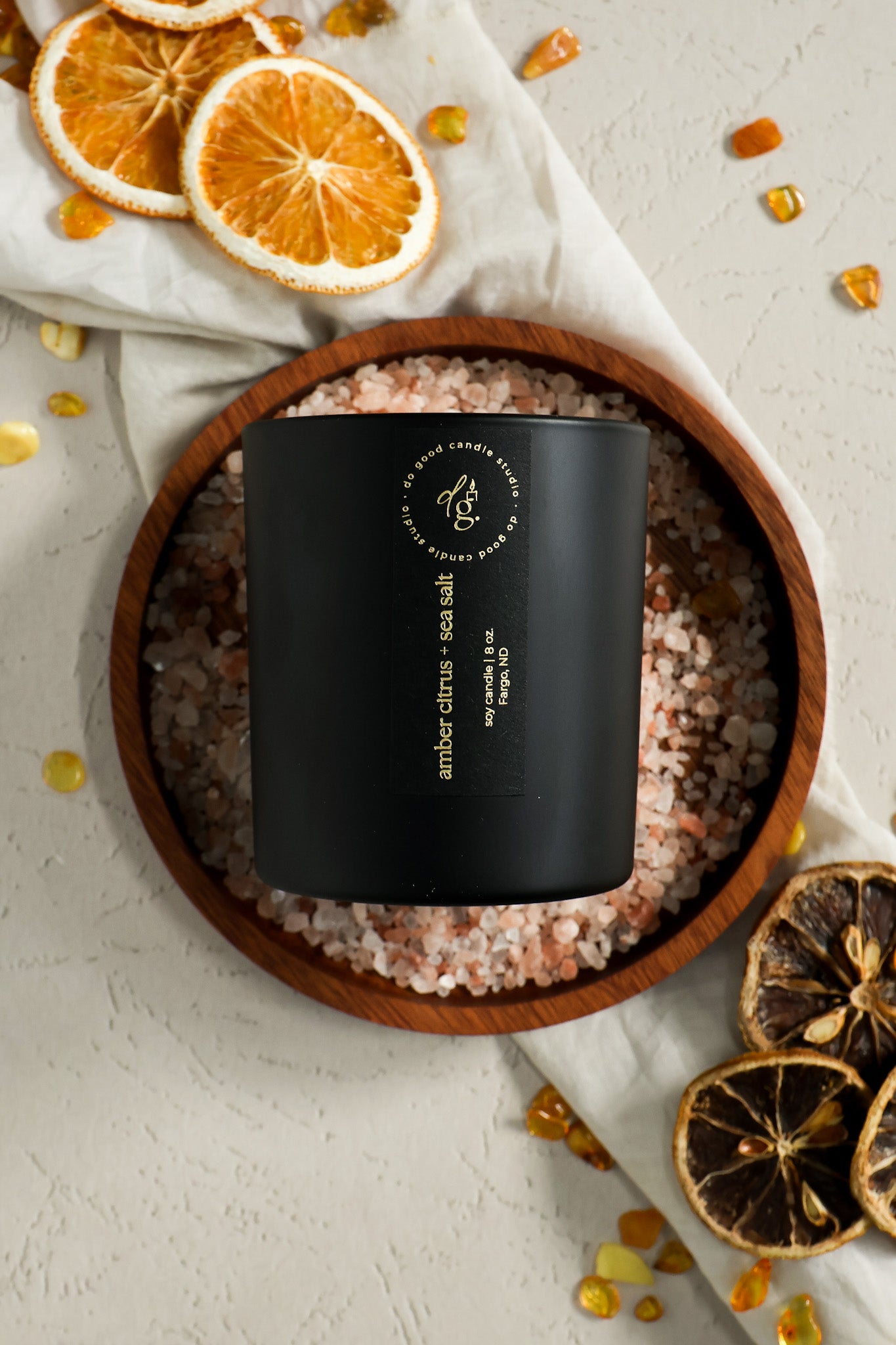 Amber Citrus + Sea Salt  | Signature Black Collection | Soy Candle