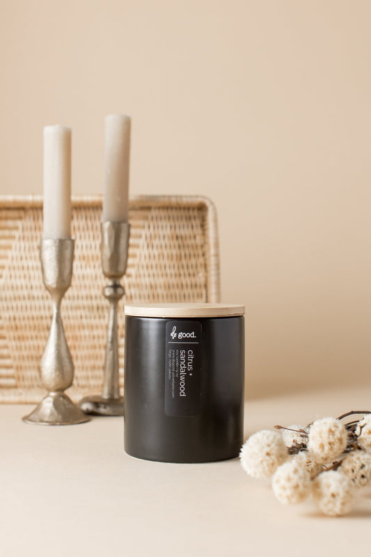 Citrus + Sandalwood | Signature Black Collection Soy Candle - do good adventures