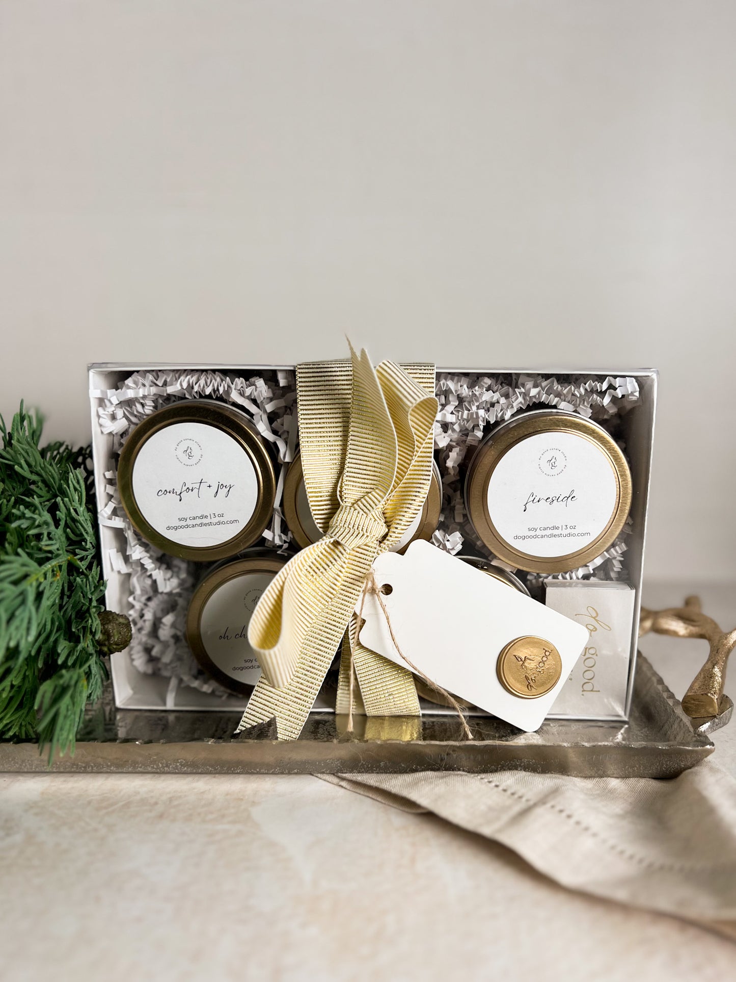 Holiday Mini Candle Gold Tin Gift Set (5 × 3 oz) | Ready to Gift