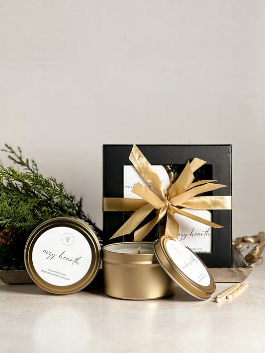 Holiday Gold Candle Tin Gift Box Duo (2 × 5 oz) | Ready to Gift