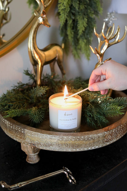 Mistletoe & Holly | Evergreen and Berry | Holiday Non - Toxic Soy Candle - do good adventures