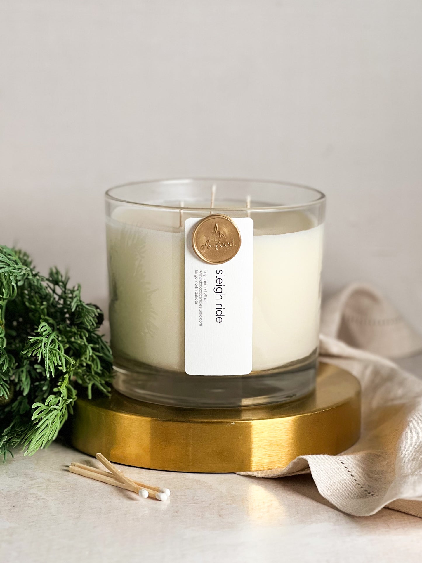 Sleigh Ride Triple Wick  | 26 oz Soy Candle Woody, Earthy, Fresh