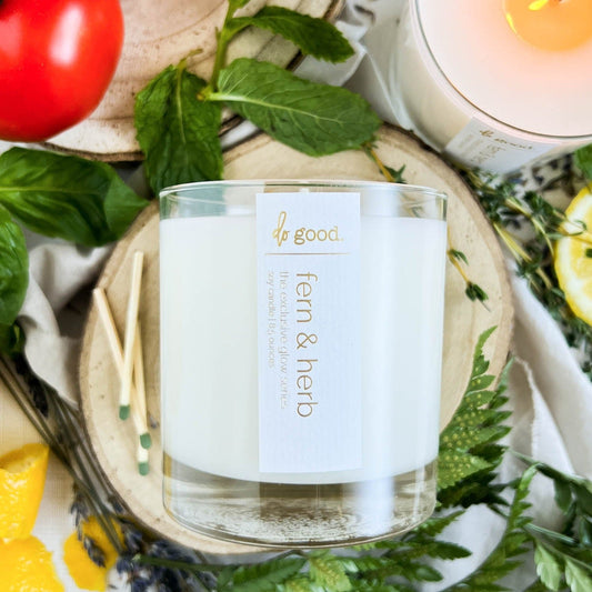 The Exclusive Glow Soy Candle - June: fern & herb - do good adventures