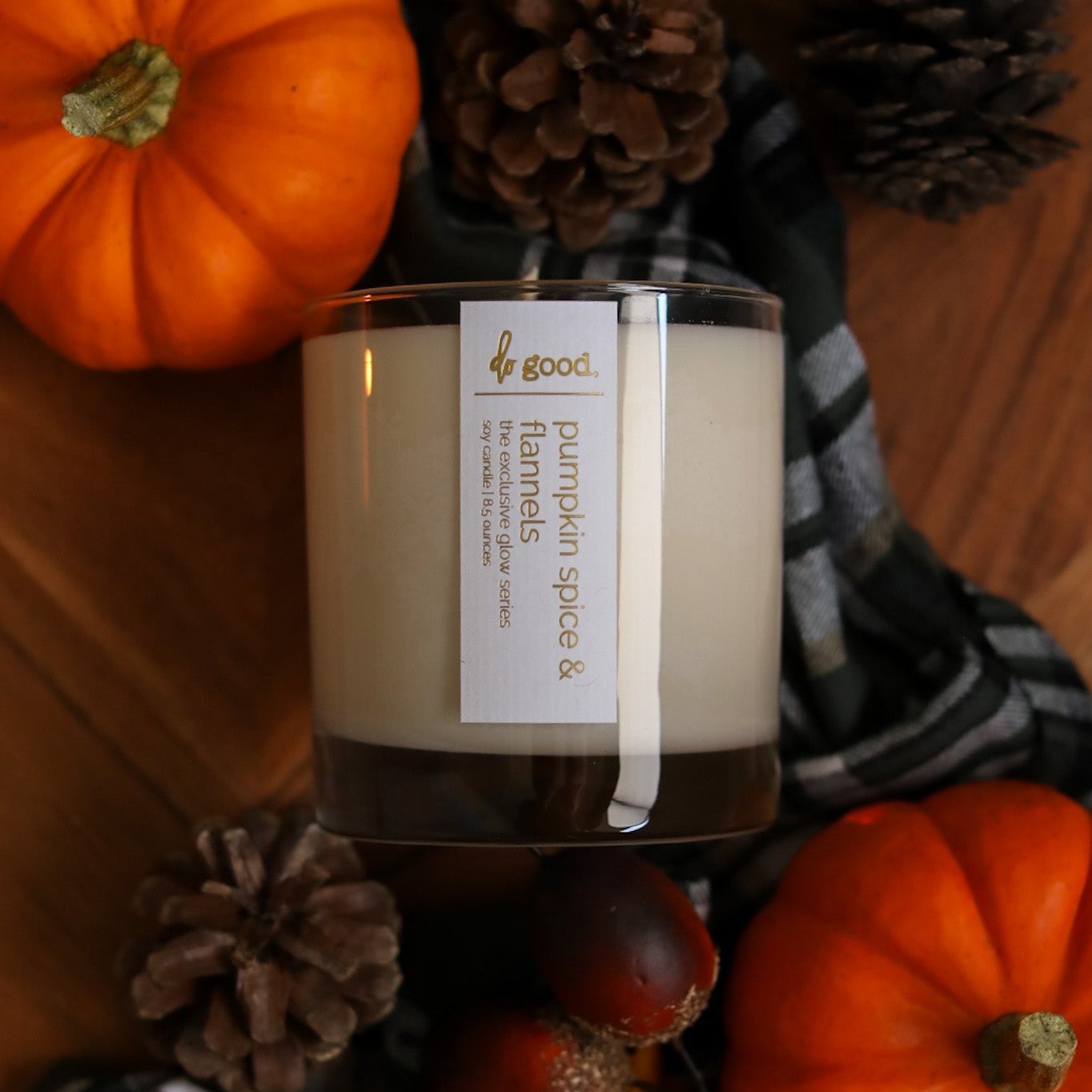 The Exclusive Glow Soy Candle - October: Pumpkin Spice & Flannels - do good adventures