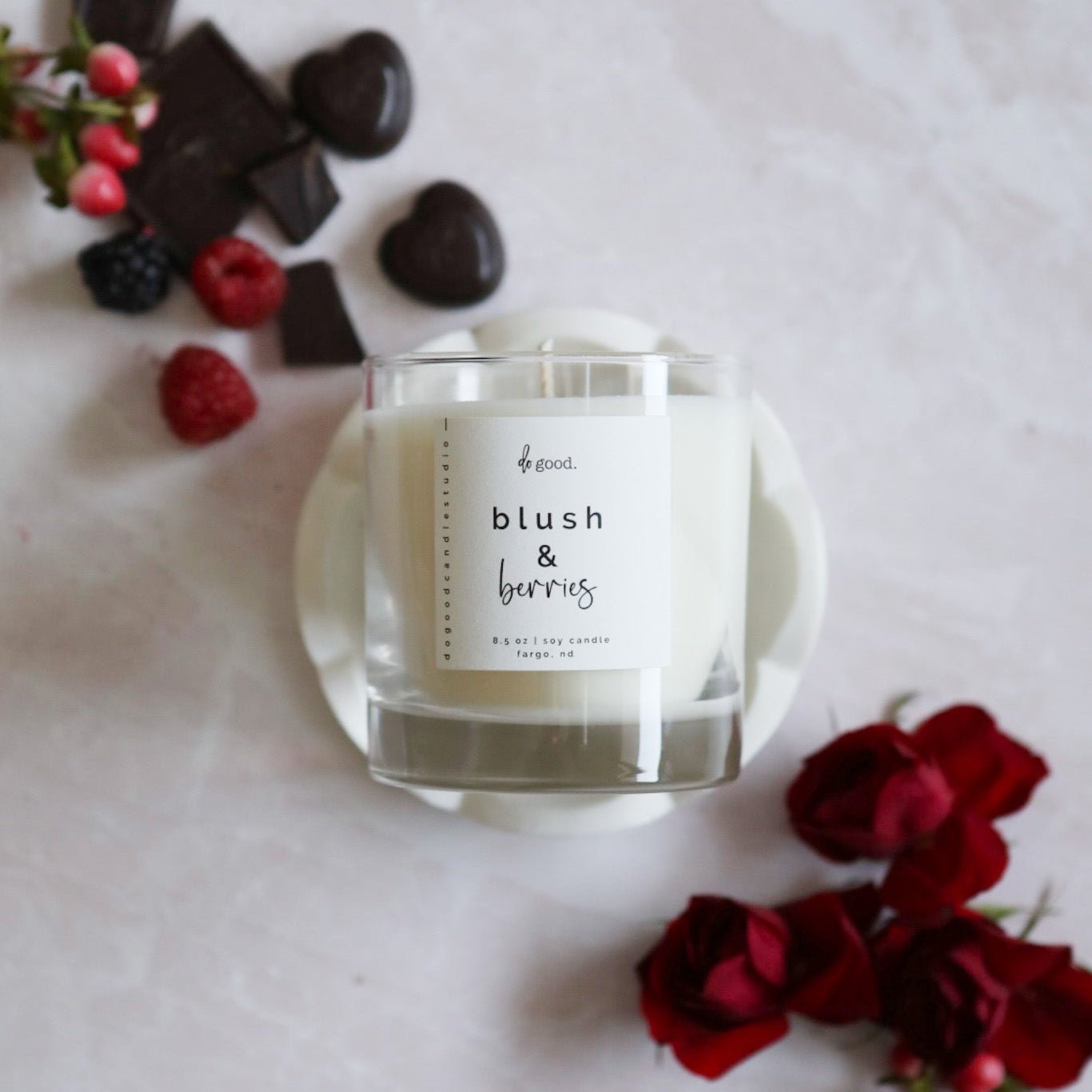 The Monthly Exclusive Glow Soy Candle - February: Blush & Berries - do good adventures