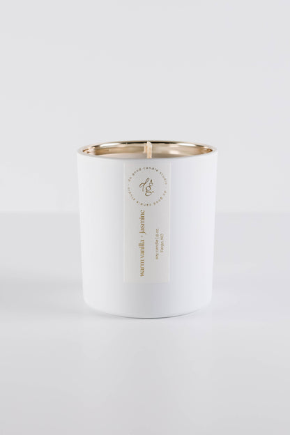 Warm Vanilla + Jasmine | Signature White Collection | Soy Candle