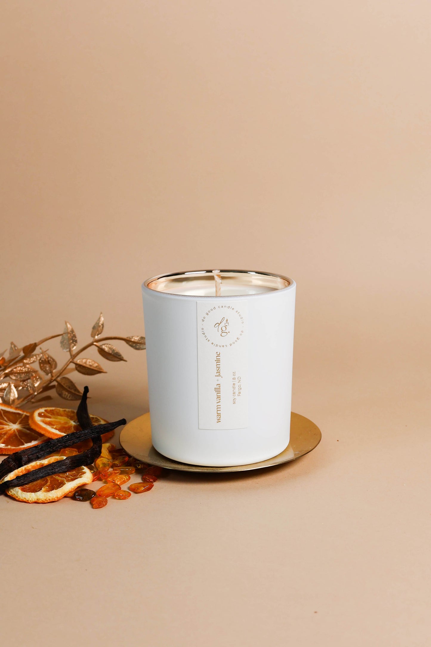 Warm Vanilla + Jasmine | Signature White Collection | Soy Candle