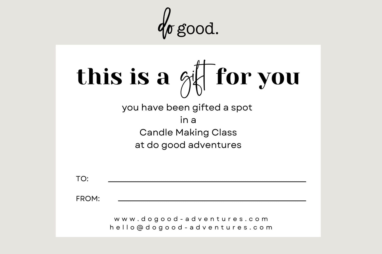 candle making class gift card